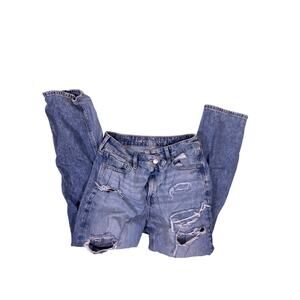 Vintage Mom Straight Jeans Womens 4/S High Waist Relaxed Fit Light Wash Denim